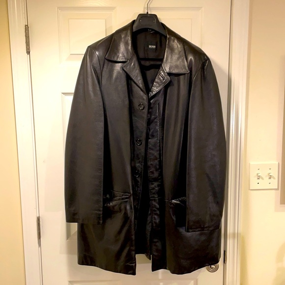 Hugo Boss Black leather trench coat